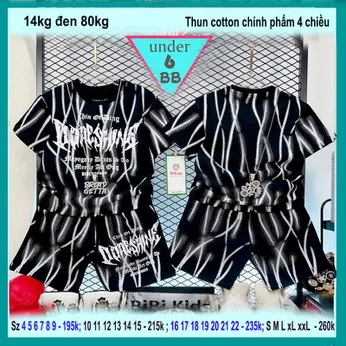Set bộ bé trai in chữ  ( Đen - 008 )