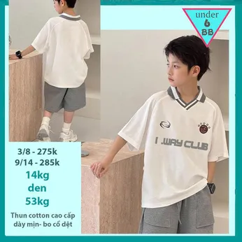 Set đồ bộ bé trai có cổ in chữ phối cổ bo dệt phong cách hàn quốc cá tính cho bé diện đi chơi , du lịch