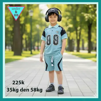Set đồ bộ bé trai có cổ in số 88 phong cách cá tính cho bé diện đi chơi , đi học
