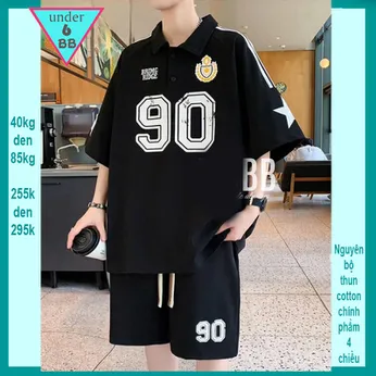 Set đồ bộ bé trai có cổ in số 90 phong cách cá tính hàn quốc cho bé đi chơi , du lịch