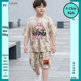 Set đồ bộ bé trai hoạt hình in Rlox phối màu loang phong cách cá tính cho bé diện đi chơi ,du lịch