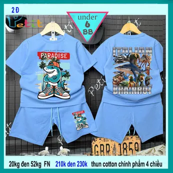 Set đồ bộ bé trai hoạt hình in hình Cá Mập Tralalelo Tralala siêu hottrend cho bé diện đi học , đi chơi 