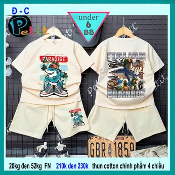 Set đồ bộ bé trai hoạt hình in hình Cá Mập Tralalelo Tralala siêu hottrend cho bé diện đi học , đi chơi ​​​​​​​