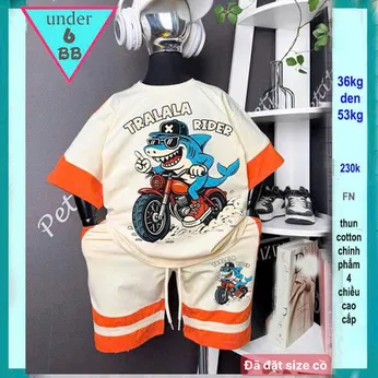 Set đồ bộ bé trai hoạt hình in hình Cá Mập Tralalelo Tralala siêu hottrend cho bé diện đi học , đi chơi ​​​​​​​