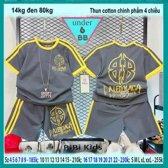 Set đồ bộ bé trai in chữ B phong cách hiphop siêu ngầu cho bé diện đi chơi , đi học