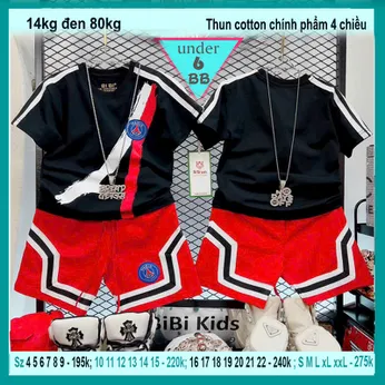 Set đồ bộ bé trai in chữ Pari phong cách cá tính cho bé diện đi chơi , đi học 