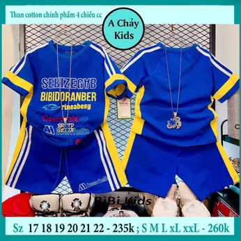 Set đồ bộ bé trai tay ngắn in chữ phong cách cá tính cho bé diện đi chơi , du lịch