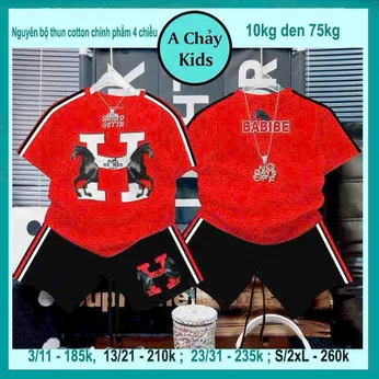 Set đồ bộ bé trai tay ngắn in chữ H phong cách thời trang cực sang cho bé diện đi chơi , du lịch