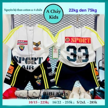 Set đồ bộ bé trai tay ngắn in chữ phong cách hiphop cá tính cho bé diện phố