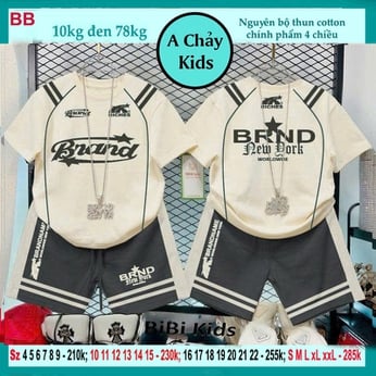 Set đồ bộ bé trai tay ngắn in chư BRAND phong cách cá tính cực sang cho bé diện phố