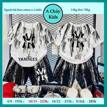 Set đồ bộ bé trai tay ngắn in chữ cá tính phối màu loang cực ngầu cho bé diện đi chơi, đi học