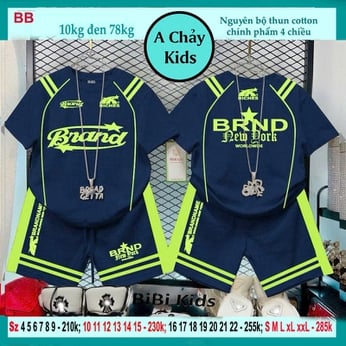 Set đồ bộ bé trai tay ngắn in chư BRAND phong cách cá tính cực sang cho bé diện phố