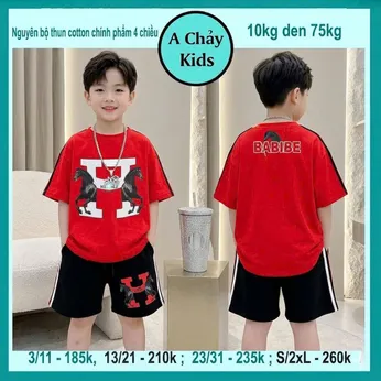Set đồ bộ bé trai tay ngắn in chữ H phong cách thời trang cực sang cho bé diện đi chơi , du lịch