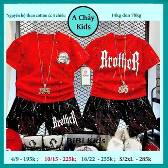 Set đồ bộ bé trai tay ngắn in chữ phối vệt sơn phong cách hiphop siêu ngầu cho bé diện đi chơi , du lịch