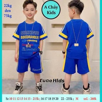 Set đồ bộ bé trai tay ngắn in chữ phong cách cá tính cho bé diện đi chơi , du lịch