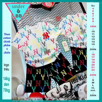 Set đồ bộ bé trai tay ngắn thêu chữ phong cách cá tính cho bé đi , chơi học