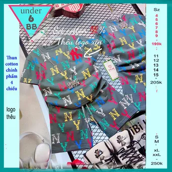 Set đồ bộ bé trai tay ngắn thêu chữ phong cách cá tính cho bé đi , chơi học