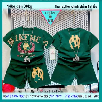 Set đồ bộ bé trai tay ngắn in chữ mang phong cách thời trang cá tính siêu ngầu cho bé đi chơi , đi