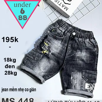 Quần jean ngắn bé trai co giãn (18kg đến 28kg) (TN448)