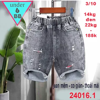 Quần jean ngắn bé trai co giãn( 14kg đến 22kg )(Pak24016-1)