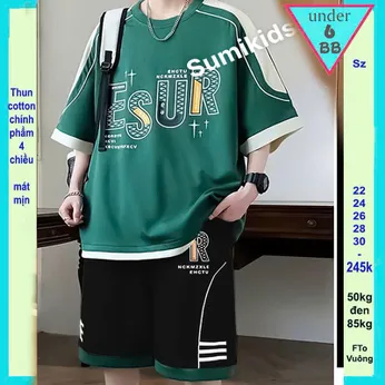 Quần áo bé trai size lớn in chữ ESUR phong cách cá tính cho bé đi chơi , đi học