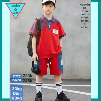 Set đồ bộ bé trai có cổ in màu loang phong cách hàn quốc cá tính cho bé diện đi chơi ,đi học