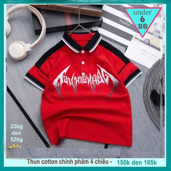 Áo polo bé trai in chữ phong cách cá tính cho bé diện đi chơi , đi tiệc