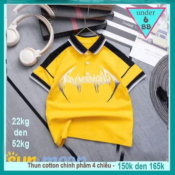 Áo polo bé trai in chữ phong cách cá tính cho bé diện đi chơi , đi tiệc