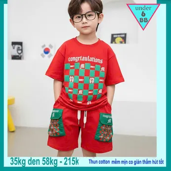 Đồ bộ bé trai cotton tay ngắn in chữ phong cách thời trang cá tính cho bé diện đi chơi , đi học