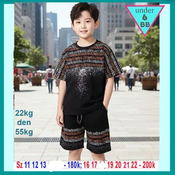 Đồ bộ bé trai cotton tay ngắn in chữ loang mang phong cách cá tính cho bé đi chơi , đi học