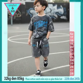 Đồ bộ bé trai cotton tay ngắn ( vải wash ) Mã : 007