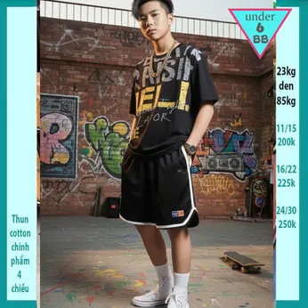 Đồ bộ bé trai hiphop in chữ - Màu Đen 015