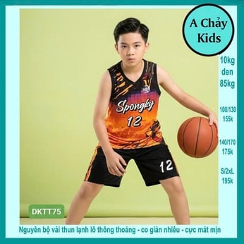 Đồ bộ bé trai thun lạnh sát nách in 3D số 12 phong cách bóng rổ cho bé diện đi chơi , đi học