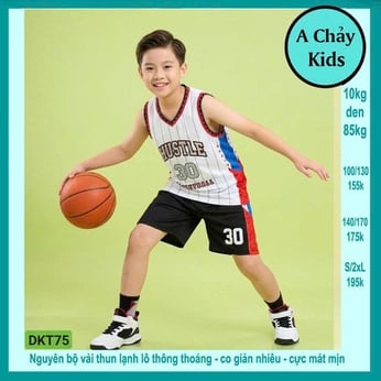 Đồ bộ bé trai thun lạnh sát nách in 3D số 30 phong cách bóng rổ cho bé diện đi chơi , đi học