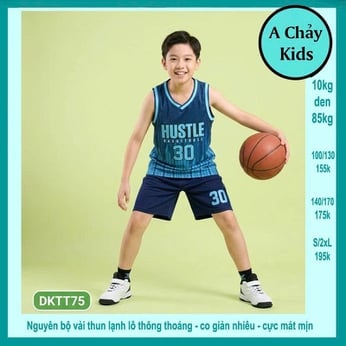Đồ bộ bé trai thun lạnh sát nách in 3D số 30 phong cách bóng rổ cho bé diện đi chơi , đi học