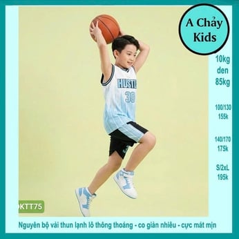 Đồ bộ bé trai thun lạnh sát nách in 3D số 30 phong cách bóng rổ cho bé diện đi chơi , đi học