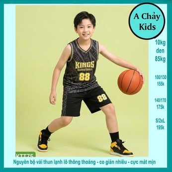 Đồ bộ bé trai thun lạnh sát nách in 3D số 88 phong cách bóng rổ cho bé diện đi chơi , đi học