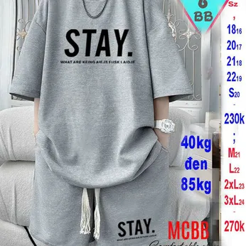 Đồ bộ bé trai cá tính hiphop to tay ngắn in họa tiết STAY cho bé lớn đi chơi , đi học