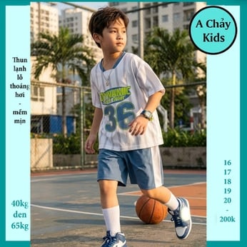 Đồ bộ bé trai thun lạnh thể thao in số 36 cho bé diện đi chơi bóng rỗ