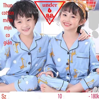 Đồ pijama vải thun cotton cao cấp in họa tiết hoạt hình cho bé đi ngủ