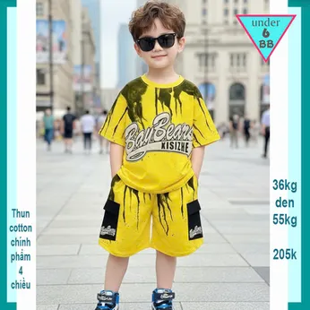 Quần áo bé trai cá tính in họa tiết chữ vệt sơn phong cách hiphop cho bé đi chơi , đi học
