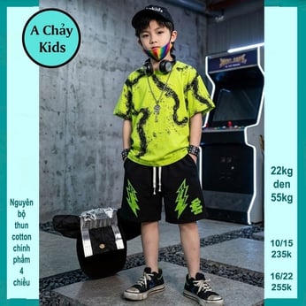 Đồ bộ bé trai hiphop in loang phong cách cực ngầu cho bé đi chơi , du lịch
