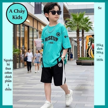 Đồ Bộ bé trai cá tính hiphop size to in chữ đơn giản cho bé lớn đi chơi , đi học