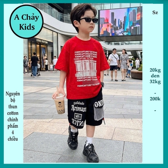 Đồ bộ bé trai hiphop in chữ theo phong cách cá tính cho bé đi chơi , đi học