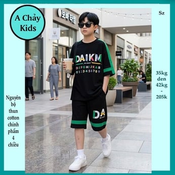 Đồ bộ bé trai cá tính hiphop to in chữ DAIKM phong cách cá tính cho bé đi chơi , đi học 