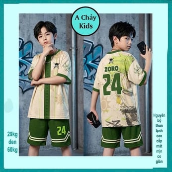 Đồ bộ bé trai thun lạnh in 3D hình zzoro phong cách thể thao cá tính