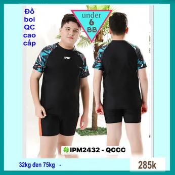 Đồ bơi bé trai tay ngắn in 3D chữ đơn giản cho bé lớn đi tắm biển , đi bơi ( Đồ bơi rời )