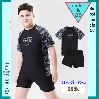 Đồ bơi bé trai tay ngắn in chữ Good Boy phong cách đi biển , đi bơi 