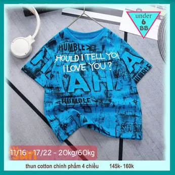 Áo thun bé trai cá tính in chữ phối màu loang phong cách cực ngầu cho bé diện đi chơi , du lịch