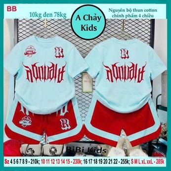 Set đồ bộ bé trai tay ngắn in chữ phong cách hiphop cực ngầu cho bé diện phố